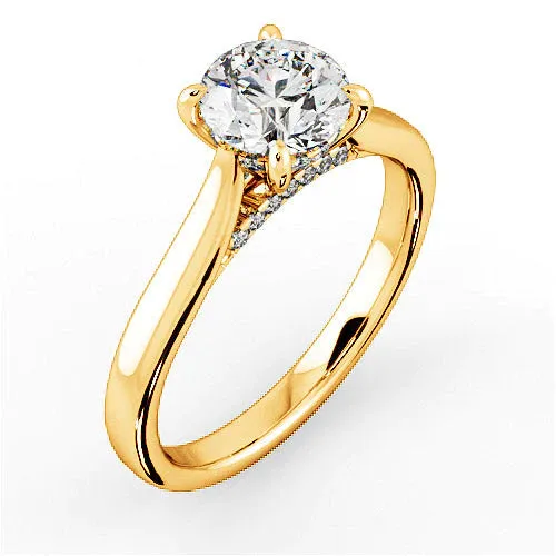 The Flor Ring | Round Lab Diamond Engagement Hidden Halo Solitaire